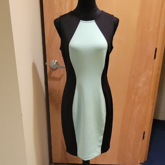 Boston Proper Black and Mint Sheath Dress Sz 10 - Picture 4 of 13